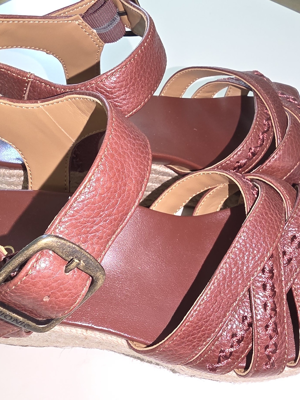 Vionic Burgundy/maroon l Braided-Strap Wedge Sandals - Picture 3 of 9